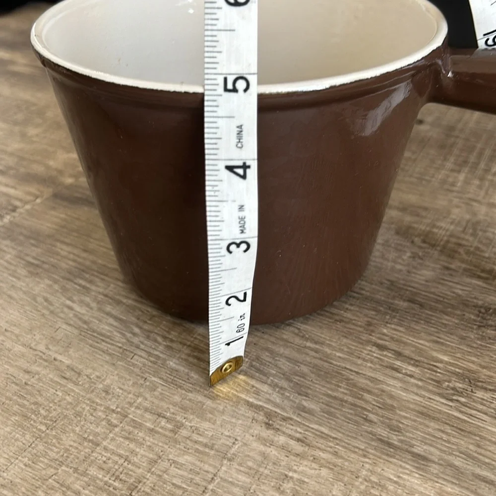 Vintage Le Creuset Brown Enamel Cast Iron Fondue Pot 70s